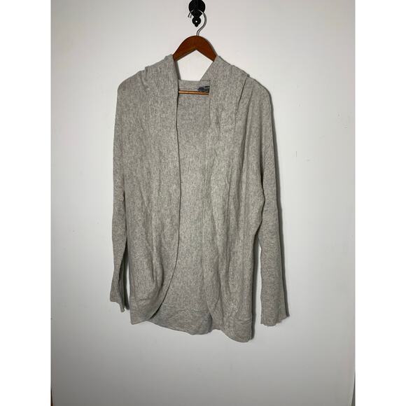 Womens Neiman Marcus 2Ply Cashmere open front hooded cardigan gray size S EUC! - Picture 1 of 3